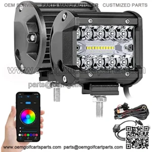 4 Inch RGB LED Pods, SWATOW INDUSTRIES 2PCS RGB LED Pod Lights Color Changing Light Bar RGB LED Cube Lights Multicolor Light Bar RGB Driving Lights Waterproof RGB Fog Lights for Truck UTV SUV RZR Boat