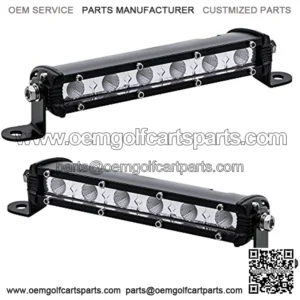 2pc 7" Ultra-Slim Single Row Off Road LED Light Bar [1530lm] [18W] [IP68 Waterproof] [12V - 24V] Fog / Driving / Work Lights for Trucks ATV Cars - 60 Degrees Flood Light