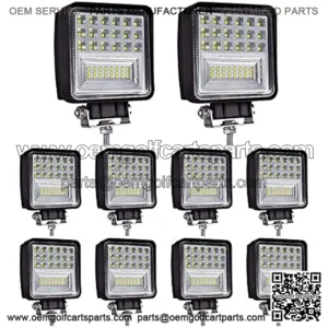 LED Light Pods, 4inch 126W Square LED Work Light, Spot & Flood Light Off Road Light, Led Fog Light Truck Light Driving Light Boat Light for Truck Pickup Jeep SUV ATV UTV Waterproof (10 Pack)