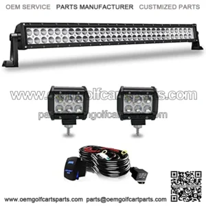 32Inch Led Light Bar 180W Flood Spot Combo Beam Off Road Driving Light+2Pcs 4Inch 18W Led Pods W/Rocker Switch Wiring Harness for Jeep Trucks SUV Polaris ATV UTV Boat Lighting