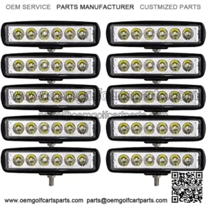 10pcs 18W 6 Inch LED Work Light Spot Beam Single Row LED Light Bar 12V 24V Super Slim Offroad Driving Lights Fog Lamps for Truck Tractor Boat 4x4 Car SUV ATV