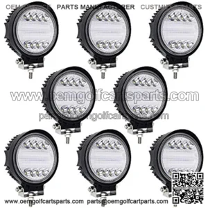 LED Light Bar Turboo 8pcs 4 inch 96w Round LED Offroad Light Pods Spot Flood Combo Work Light Off Road Driving Light Fog Lights Waterproof for Trucks Jeep ATV UTV SUV Pickup Boat