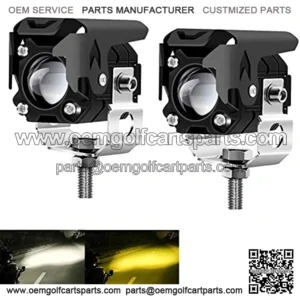 Motorcycle LED Driving Fog Lights 60W 6000lm Amber/Yellow White Dual Color Auxiliary Spot Lights Offroad Work Lights Pod for Motorcycle Truck SUV ATV E-Bike Tractor, 2 Packs