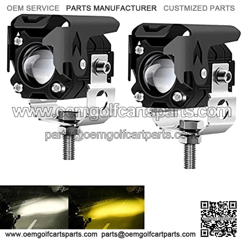 Motorcycle LED Driving Fog Lights 60W 6000lm Amber/Yellow White Dual Color Auxiliary Spot Lights Offroad Work Lights Pod for Motorcycle Truck SUV ATV E-Bike Tractor, 2 Packs