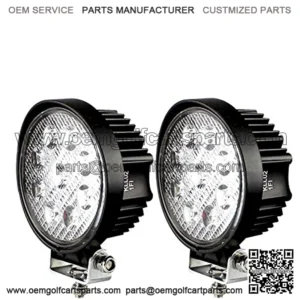 LED Pods Spot Flood Light 4" 27W Round Work Light 6000K for Tractor Bulldozer UTV Golf Cart Boat Off Road Truck Jeep SUV ATV - Voltage Automotive (2x Flood Light)
