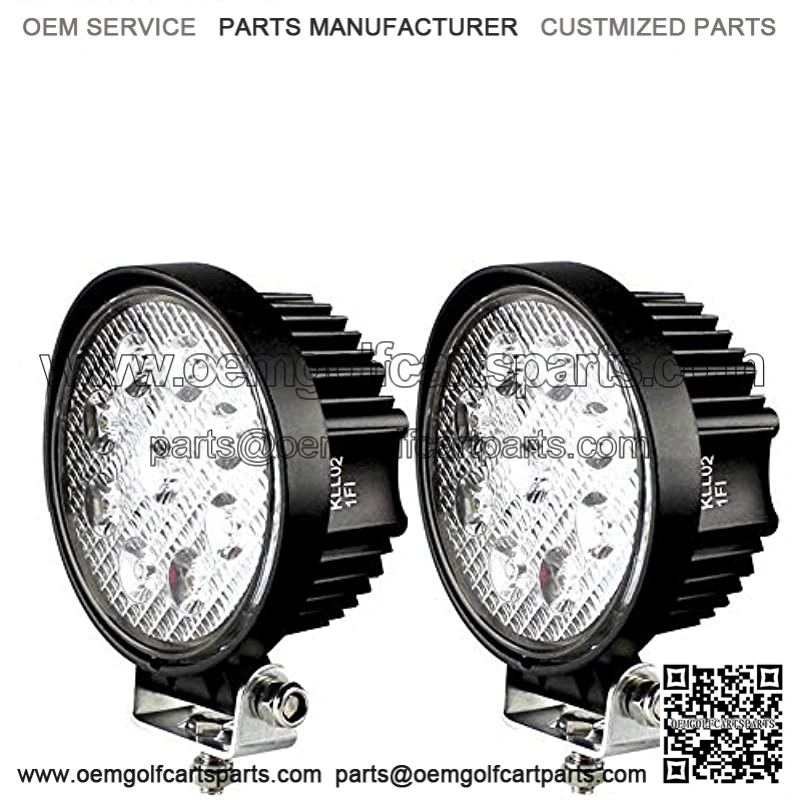 LED Pods Spot Flood Light 4" 27W Round Work Light 6000K for Tractor Bulldozer UTV Golf Cart Boat Off Road Truck Jeep SUV ATV - Voltage Automotive (2x Flood Light)