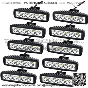 10 Pcs 6 inch 18W Spot LED Work Light Bar Off Road Car Driving Lamp for Jeep Cabin Boat SUV Truck Car ATV Vehicles Marin (18W,6000K)