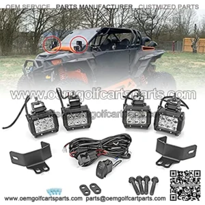 RZR 4 PCS LED Light Pods 18W & Spot Work Light Mounting Brackets for A-Pillar Roll Bar Dual Lights with Rocker Switch Wiring Kit Compatible with Polaris RZR XP 1000 900 800 Models 2014-2022