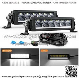 9Inch Single Row LED Light Bar 2PCS 30W 3365LM Anti-Glare Spot DRL Offroad Slim Driving Light Bar IP68 w/ 16AWG DT Wiring Kit for Pickup Truck SUV ATV UTV Boat 4x4 Jeep