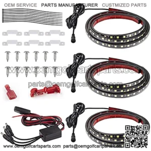 3PCS 60 Inch White LED Truck Bed Light Strip Replacement for Truck Pickup Bed RV SUV Cargo Boat Waterproof Lighting Strip Kit Tailgate Light 12v with On-Off Switch
