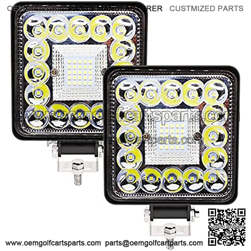IP67 4.5inch Waterproof Spot Flood Combo LED Work Light bar,2PCS 9-36V 246W Square Driving led Light pods for Tractor,Offroad,Truck,Jeep,Golf cart Lights,Equipment,Boat