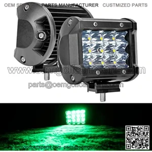 Green Led Light Bar 4-inch 36W Triple Row Spot Light Bar 3600Lm Led Pods Waterproof Off-Road Fog Lights with Bottom Brackets for Trucks Motor ATV UTV SUV Car Off-Road Boat 12V 24V