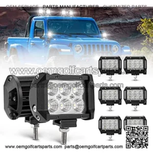 8Pcs 18W LED Light Pods, 4 Inch Flood Beam Work Lights,Off Road Driving Fog Cubes Lights Bar Waterproof for Truck Boat UTV ATV Marine Golf Cart Pickup Trailer