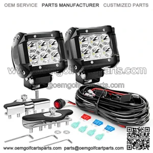 2PCS 4 Inch 18W Spot led Pods Universal Adjustable Pillar Hood Led Work Light Mount Bracket with Off Road Wiring Harness-2 Leads
