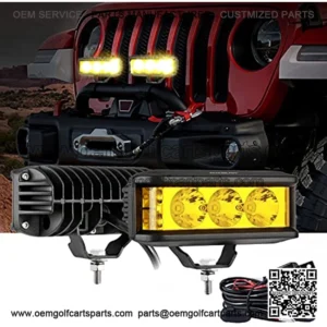 5inch 68W Amber Fog Light Side Shooter LED Light Bar with Golden Yellow Spot Flood Combo Beam, Waterproof Offroad Fog Light for UTV ATV Jeep Wrangler Motor Truck Boat