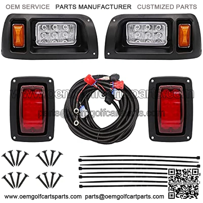 Club Car DS Led Headlight and Tail Light Kit 12 Volt for 1993-up Golf Cart Modified Assembly 101988001 101988002