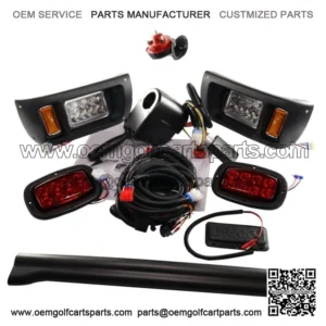 Deluxe LED Golf Cart Light Kit w/ Turn Signal Switch & Horn For Club Car DS 93+