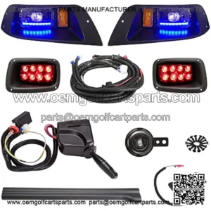 Deluxe Golf Cart Headlight Taillight Light Kit for EZGO TXT 36V All Year & 48V 1996-2013, with RGB Daytime Running Light Low High Beam Turn Signal Brake Pad Hazard Light