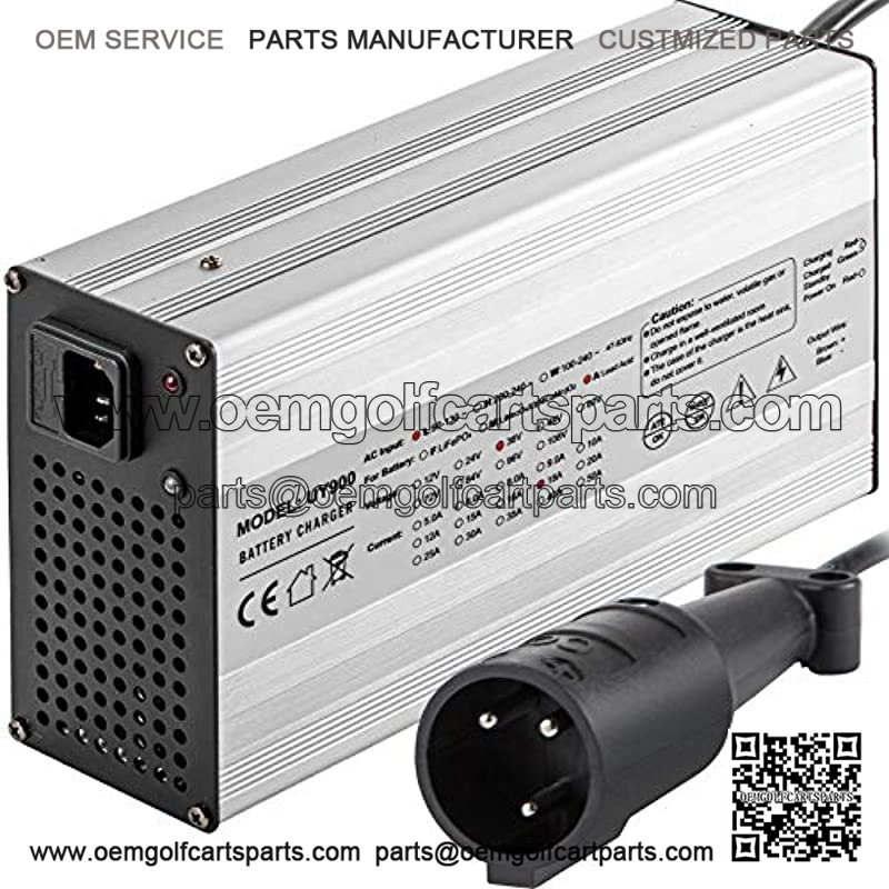 Golf Cart Battery Charger 48V Club Car Charger 15A Golf Cart Electric Charger 3 Pin Plug Round/LED Club Car Battery Charger Aluminum Shell Power Wise Golf Cart Battery Charger for Ez Go Yamaha