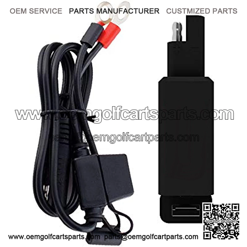 Battery Tender Ring Terminal Accessory Cable and USB Charger Adaptor: Battery Cord & 2.1 AMP USB Charging Adaptor for Mobile Devices - for Motorcycles, Golf Carts, ATVs - Quick Disconnect - 081-0174