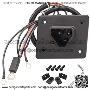 EZGO RXV 48 Volt Charger Receptacle with Wire / 3-Pin Triangle Charger Plug Handle EZGO Charging Port OEM#604321 611219 602529 Golf Cart