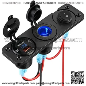 [2022 Newest] 12V Power Outlet Socket, 3 In 1 200W Cigarette Lighter Socket with PD Type C 3.0 & QC 3.0 USB Charger Waterproof for Marine, Car, RV, Motorcycle, Boat, Golf, ATV, etc