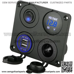 4 in 1 Charger Socket Panel, 12V 4.2A Dual USB Charger Socket Power Outlet & LED Voltmeter & Cigarette Lighter Socket & LED Lighted ON Off Rocker Toggle Switch for Car Marine Boat RV Truck
