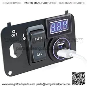 EZGO TXT Forward Reverse Switch Medalist Key Switch Plate with Forward and Reverse Switch, USB Charger Socket, Voltmeter for EZGO TXT PDS 2003-up 74323G01 74323-G01