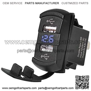 MGI SpeedWare Dual USB Charger with Voltmeter, 12-24v with LED Digital Display (Blue)