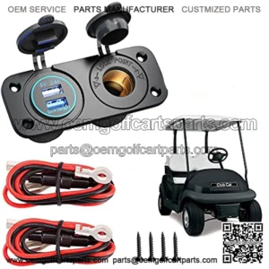 Golf Cart Cigarette Lighter Outlet & Quick Charge 3.0 DC 12V Input Waterproof USB Charger Power Socket Adapter Dual USB Ports Panel Universal for EZGO Club Car Yamaha Golf Cart Models
