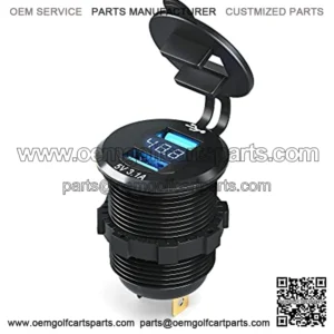 Golf Cart Quick Charge 3.1 Dual USB Charger,2 in 1 USB Ports & LED Display Voltage Meter Universal for Club Car,EZGO and Yamaha,Metal Shell Safe Charging Socket 9V-48V Wide Voltage Input