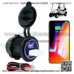 Golf Cart Dual USB Charger/USB Port/Quick Charge 3.0 USB Outlet Universal Fit EZGO Club Car and Yamaha, Also Fit Motorcycle,RV, ATV,Boat etc.12V~24V Input