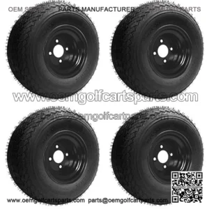 18x8.50-8 GTX OEM Golf Cart Wheels and Golf Cart Tires Combo - Set of 4 (18x8.5-8, Black)