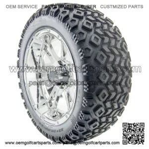 14" RX342 Chrome Wheels and Lifted Tires Combo