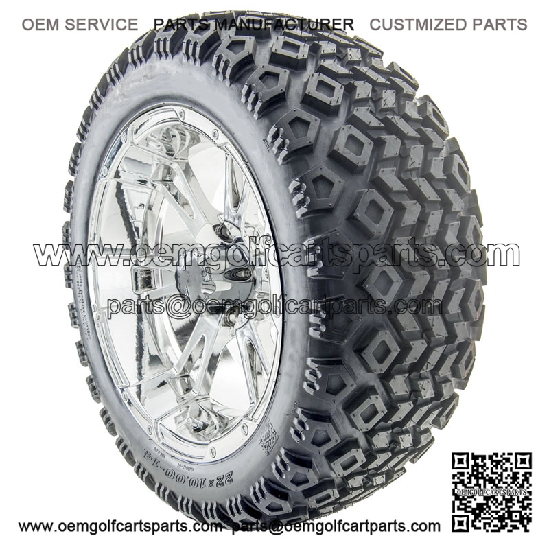 14" RX342 Chrome Wheels and Lifted Tires Combo