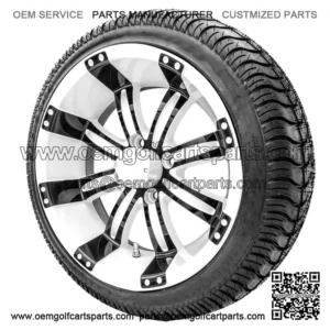 14" Black White SS Wheels with Street Low Profile Tire Combo