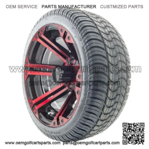 14" RX354 Black and Red Wheels and Tires Combo