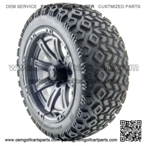 14" Matte Black Wheels and Lifted Tires Combo