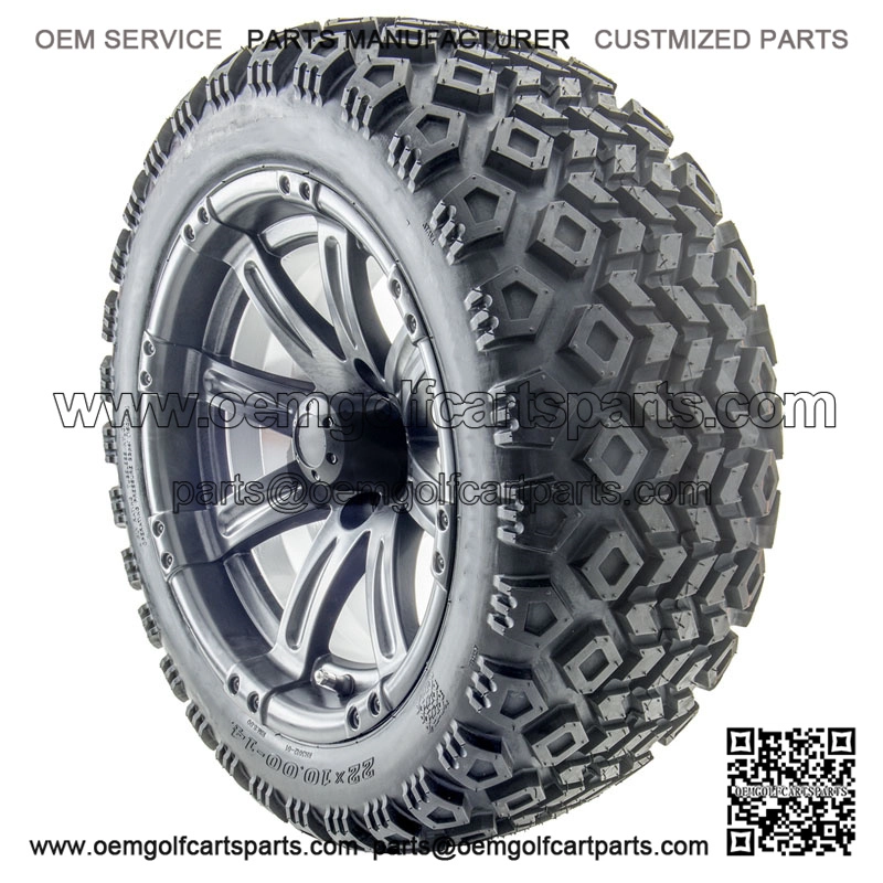 14" Matte Black Wheels and Lifted Tires Combo