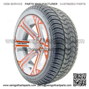 14" RX354 White and Orange Wheels and Tires Combo