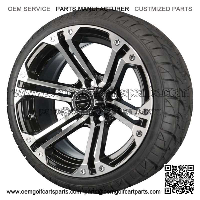 14" Machined Black Wheels with Street Low Profile Tire Options Combo