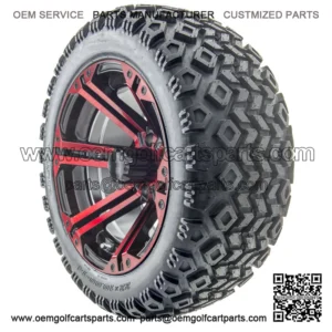 14" RX354-BR Black and Red Wheels and Lifted Tires Combo