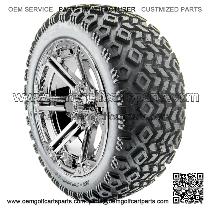 14" RX352 Chrome Wheels and Lifted Tires Combo