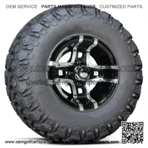 Alloys 10" Machined Black Wheels with Hammer Tire Combo