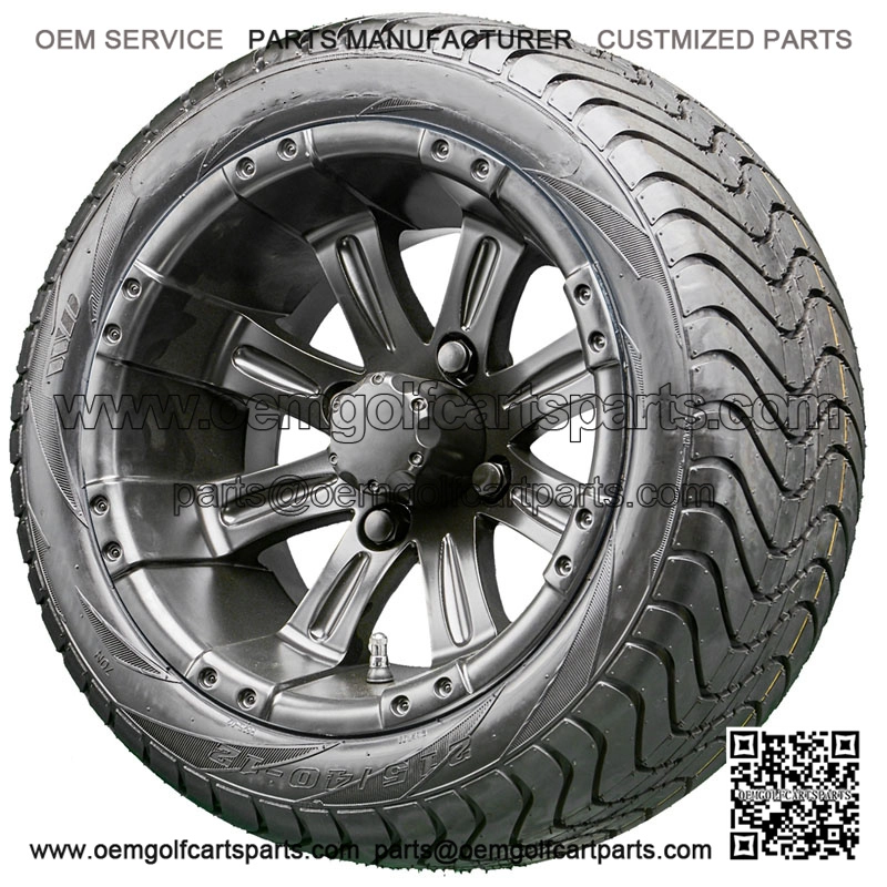 12" RX184 Black Wheels and Tires Combo