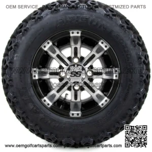 10" Tempest Machined and Black Golf Cart Wheels and Tires (20x10-10) - Set of 4