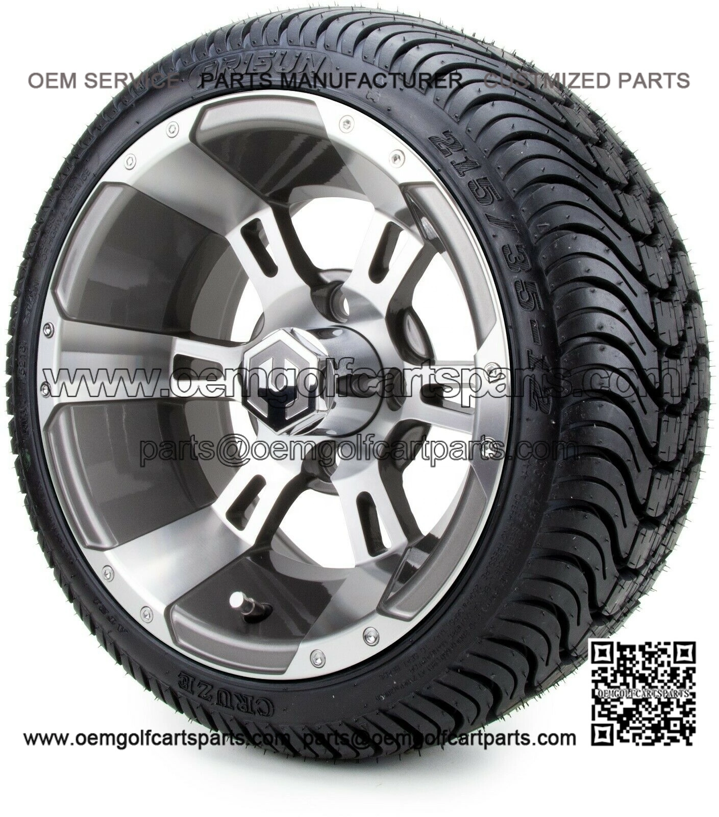 12" Ambush Gunmetal Golf Cart Wheels and Tires (215-35-12) - Set of 4