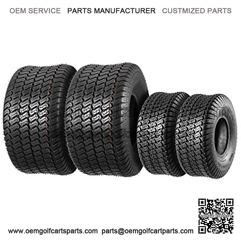 Set of 4 Lawn Mower Turf Tires 15x6-6 Front & 20x10-8 Rear,4PR,Tubeless