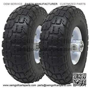 UI PRO TOOLS 2-Pack 4.10/3.50-4" Flat Free Rubber Tire Hand Truck/All Purpose Utility Tires on Wheels 5/8" Bearing Hole