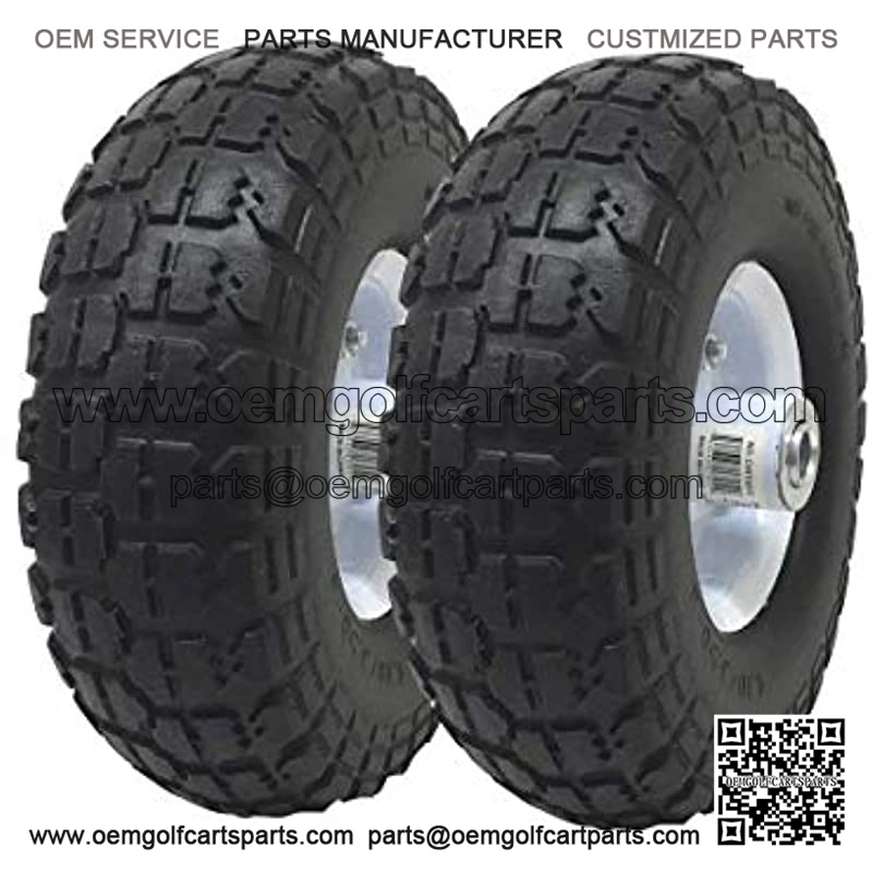 UI PRO TOOLS 2-Pack 4.10/3.50-4" Flat Free Rubber Tire Hand Truck/All Purpose Utility Tires on Wheels 5/8" Bearing Hole